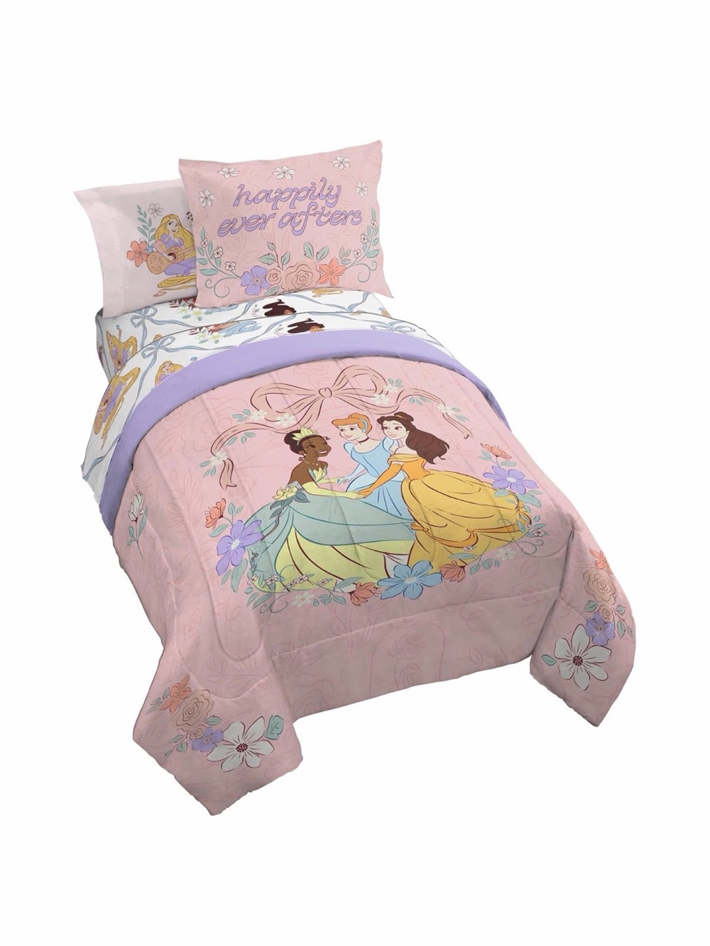 Pink Disney Princess👸Soft & Cozy 5 Pcs Twin Bed🛏️Set